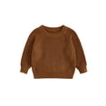 thumbnail image 1 of Gzhioc Kids Baby Girl Fall Winter Sweater 0 3 6 9 12 18 24 Months 2T 3T 4T 5T Stylish Solid Crew Neck Long Sleeve Knitted Tops, 1 of 9