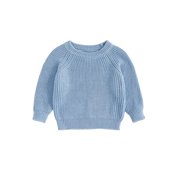Gzhioc Kids Baby Girl Fall Winter Sweater 0 3 6 9 12 18 24 Months 2T 3T 4T 5T Stylish Solid Crew Neck Long Sleeve Knitted Tops
