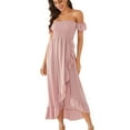 thumbnail image 1 of Gzhioc Mommy and Me Off Shoulder Maxi Dress Chiffon High Waist Ruffle Dress Mom Daughter Matching Outfits, 1 of 6