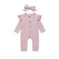 thumbnail image 1 of Gzhioc Newborn Baby Girls Ruffle Romper Jumpsuit Bodysuit Headband Clothes Outfits Set, 1 of 8