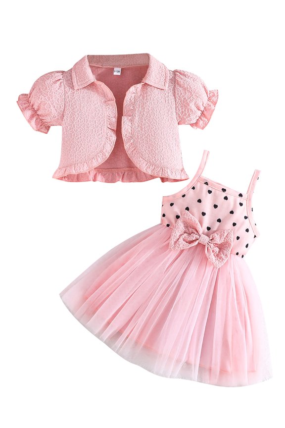 Toddler Baby Girl Summer Dress Sleeveless Tulle Dress + Short Sleeve Jacket Clothes Set