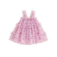 thumbnail image 1 of Gzhioc Toddler Baby Girls Summer Sleeveless Tulle Dress 6 12 18 24 Months 2T 3T 4T Bow Patterns Layered Ruffles Suspender A Line Dress, 1 of 9