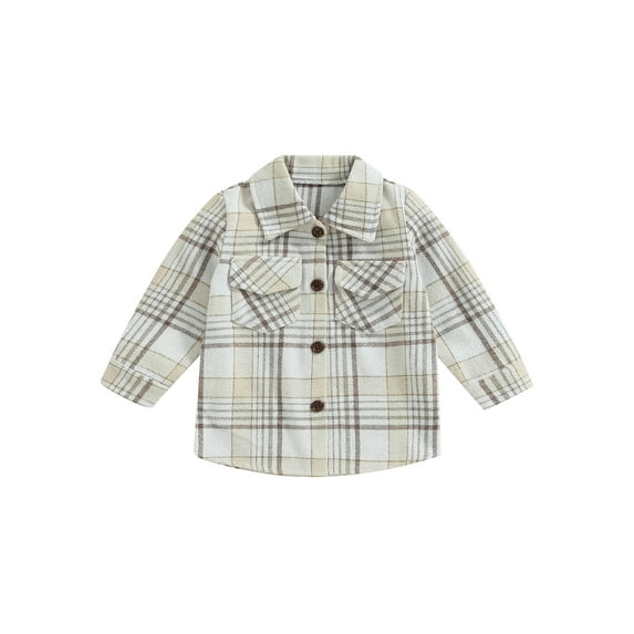 Gzhioc Toddler Kids Boys Shirts Coat Plaid Turn-Down Collar Long Sleeve Button-Down Outerwear Autumn Winter Casual Velvet Jackets,1-6 Years
