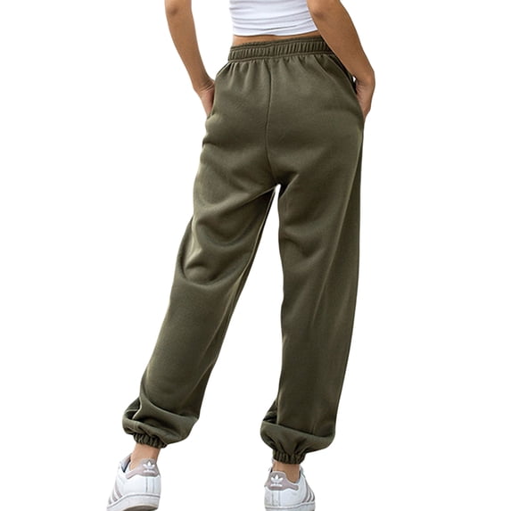 Gzhioc Women Athletic Jogger pants, Soft Cotton Plush Solid Color High Waist Sweatpant Yoga Pant with Pockets for Workout Running