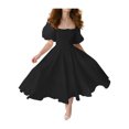 thumbnail image 1 of Gzhioc Women Casual Dress, Short Puff Sleeve Plain/Floral Square Neck High Waist Dress, Ladies Summer Long One-Piece, 1 of 9