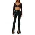 thumbnail image 1 of Gzhioc Women Crop Tops, Solid Color Low Cut Long Sleeve T-shirt Showing Belly Button Clubwear, 1 of 9