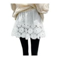thumbnail image 1 of Gzhioc Women Fashion Basic Lace Skirt, Lace Stitching Cutout Elastic Waist Short Skirt for Ladies, S/M/L/XL, Black/White, 1 of 5