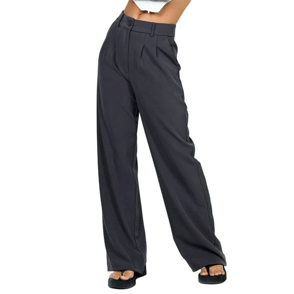 Gzhioc Women Slimming Trousers, Vintage Straight Leg Wide-Leg Suit Pants Casual Party Street High Waist Pants ,S/M/L/XL
