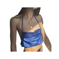 thumbnail image 1 of Gzhioc Women Summer Crop Tops, Halter Neck Sleeveless Pleated Chest Tie Up Bandage Backless Casual Vest,S/M/L, 1 of 9