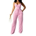 thumbnail image 1 of Gzhioc Women Summer Outfits Solid Color Sleeveless Camisole Crop Tops and Casual Drawstring Wide Leg Pants,XS-XXL, 1 of 7