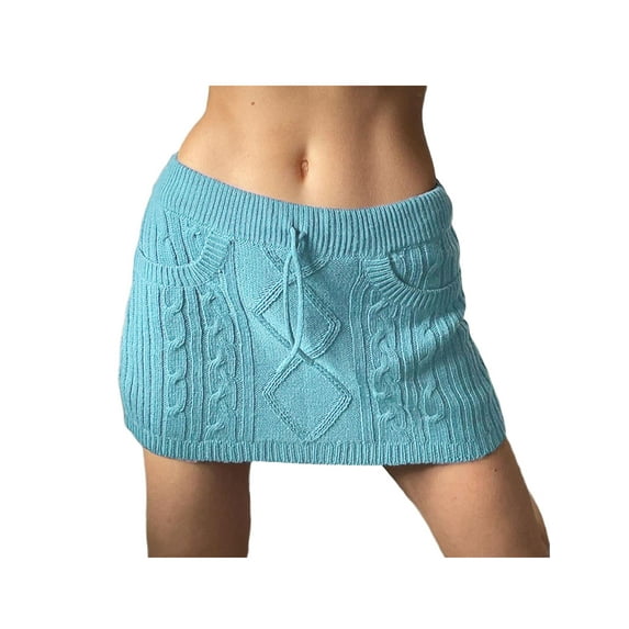 Gzhioc Women’s Casual Knitted Short Skirt Fashion Solid Color Elastic Tie-up High Waist Skinny Skirt