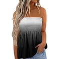 thumbnail image 1 of Gzhioc Women's Strapless Tank Tops, Sleeveless Pleated Gradient Color/Feather/Stripe/Flower/Flag Pullover, Ladies Summer Loose Fit Tops,S/M/L/XL/XXL, 1 of 5