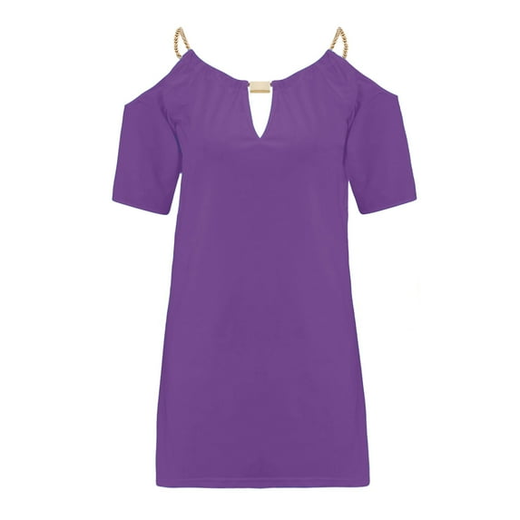 Gzhioc Women's Summer Fashionable T-shirt, Solid Color Short Sleeve Cold Shoulder Hollow Tops