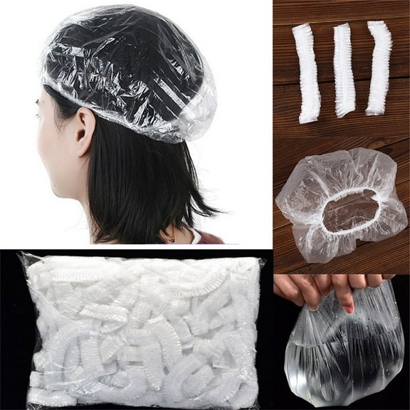 Gzwccvsn 100Pcs One-off Disposable Hotel Home Shower Bathing Flower Hair Elastic Cap Hat hair dye