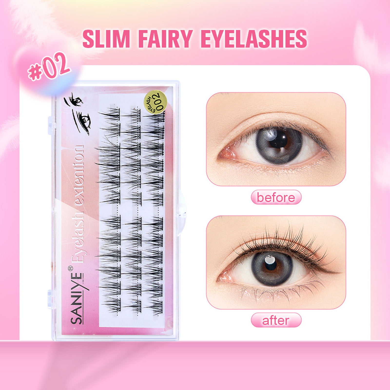 Gzwccvsn 20P Multihair Grafting Eyelashes Single Cluster Planting