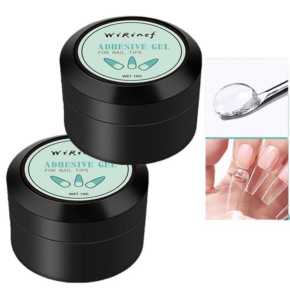Gzwccvsn 2PC Solid Nail Glue Gel for Press on Nails, Fake Nails Adhesive Firm Solid Nail Glue Manicure Tools 10g DIY Home Nail Glue Clear Solid Glue Gel for Press on Nails