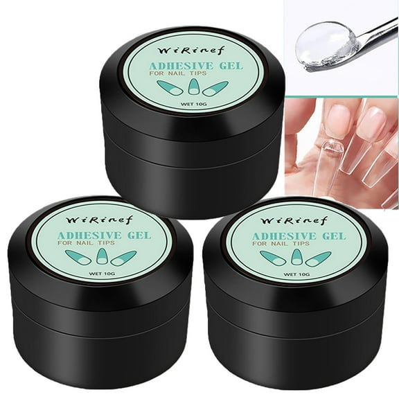 Gzwccvsn 3PC Solid Nail Glue Gel for Press on Nails, Fake Nails Adhesive Firm Solid Nail Glue Manicure Tools 10g DIY Home Nail Glue Clear Solid Glue Gel for Press on Nails