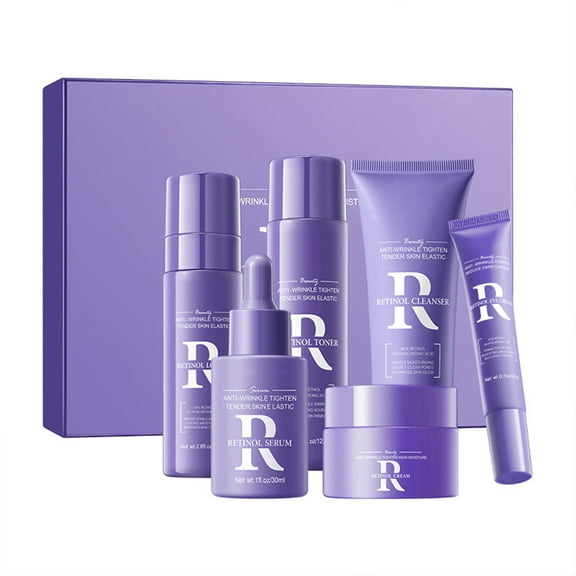 Gzwccvsn 6 Piece Hydrating Set With Retinol Face Care Kit Includes Toner Serum Cleanser Moisturizer Eye Cream And Body Lotion Unique Gift For Women 100ml Beauty SKin Care