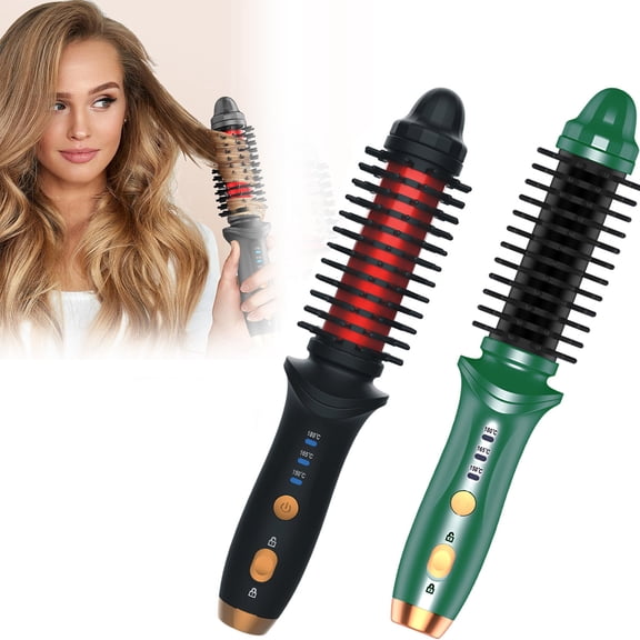 Gzwccvsn Cordless Portable Curling Iron Brush for Women, Instant Hair Curler Brush Styling Comb with Extra Long Tourmaline Ceramic Barrel, Portable Hair Curling Iron Brush for Travel