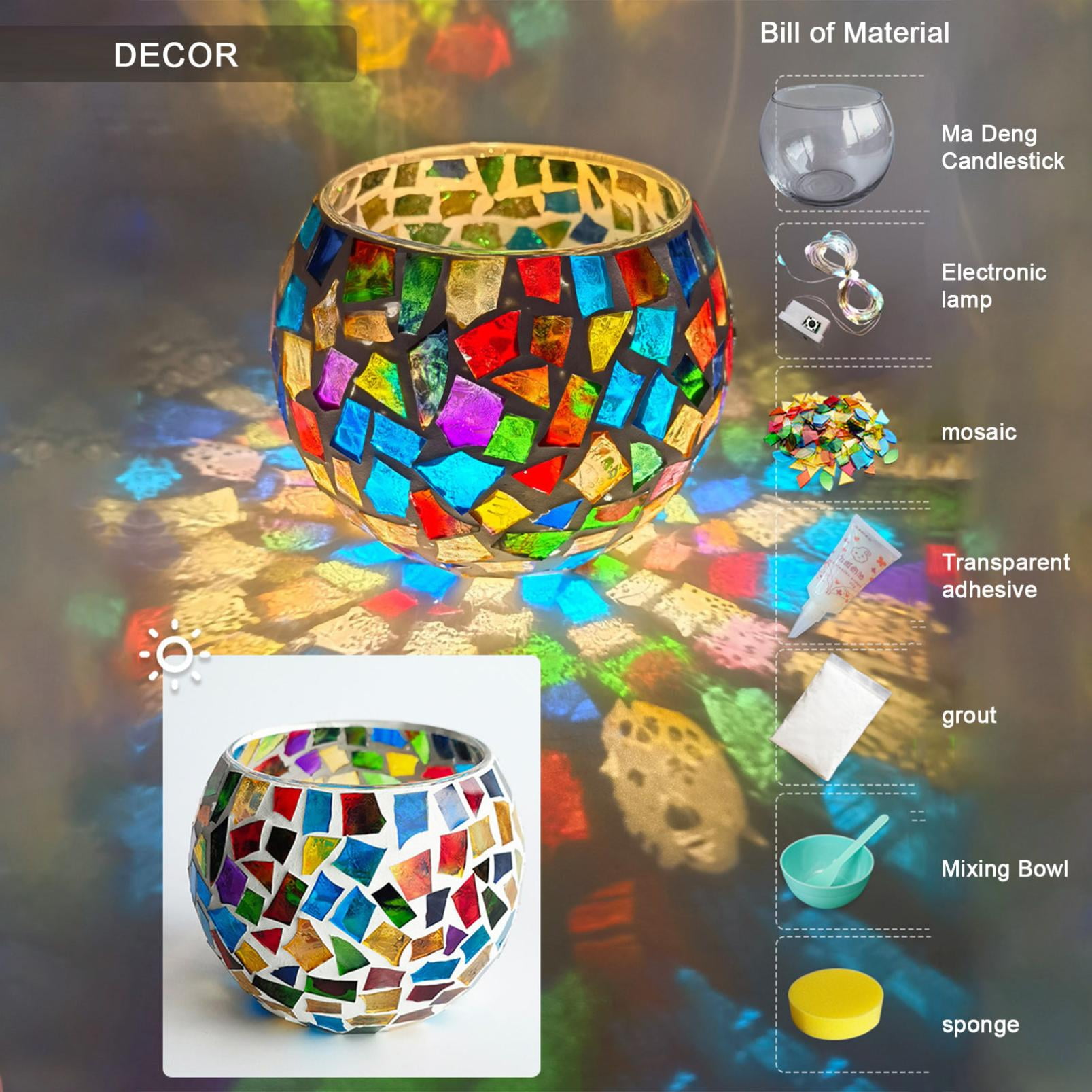 Gzwccvsn DIY Mosaic Night Light Kit, Make Your Own Mosaic Night Light