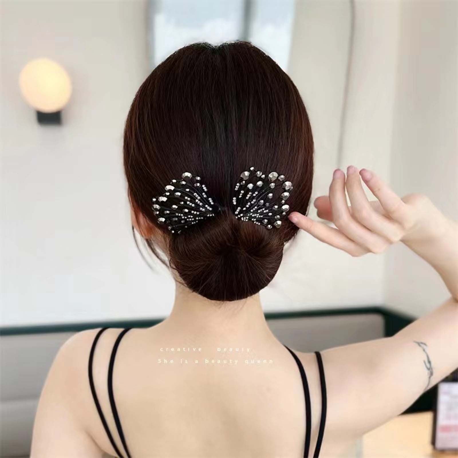 Gzwccvsn Elegant Lazy Hair Curler, Crystal Hair Bun Maker, French Bend