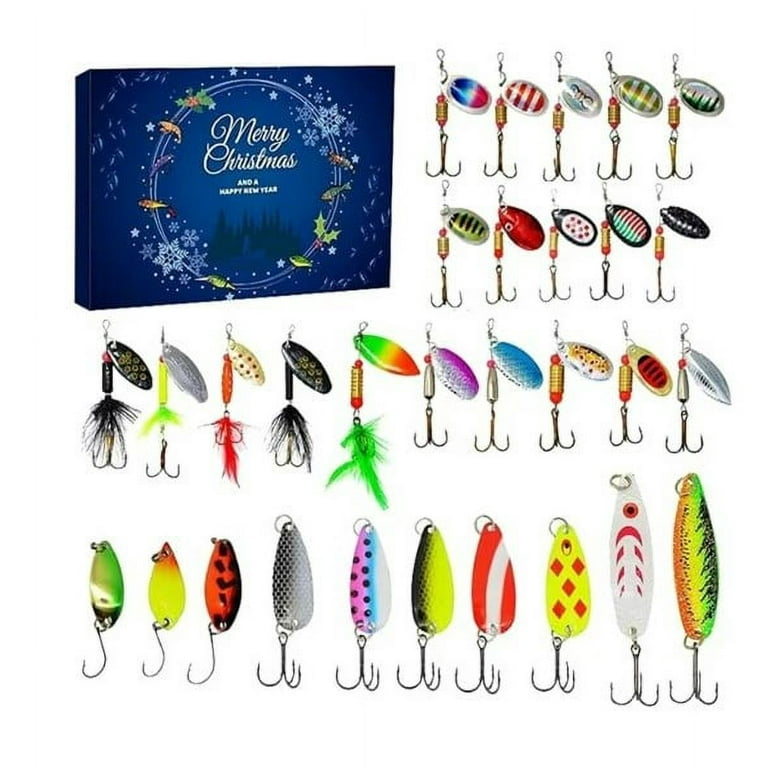 Gzwccvsn Fishing Tackle Advent Calendar, Christmas Countdown Calendar, Fishing Gear Advent Calendar, 2023 Xmas Surprise Gift, 24 Days Fishing Lures