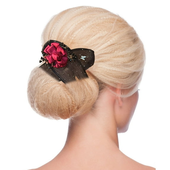 Gzwccvsn Hair Bun Maker, Hand Embroidered Flowers Deft Bun, Fashion Flower Butterfly Hair Bun Maker, Lazy Hair Curler Bun Clips for Women