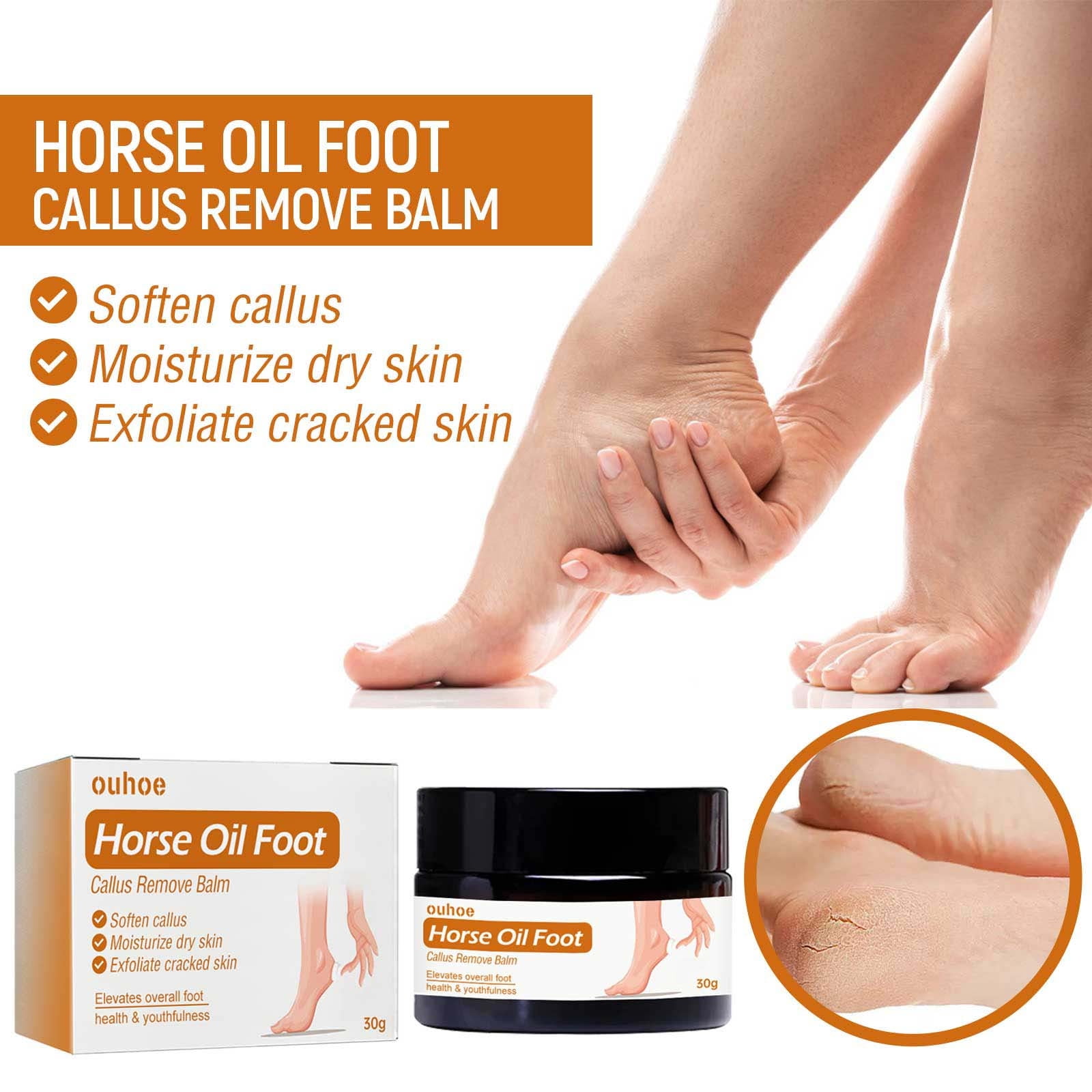 Gzwccvsn Horse Oil Foot Callus Remedy Balm, Foot Cream, Natural Horse