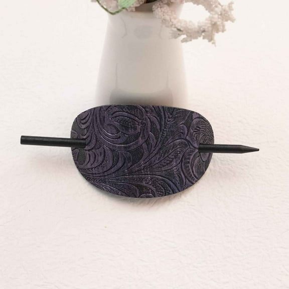 Gzwccvsn Leather Hair Pin With Stick - Oval Faux Leather Hair Clip - Leather And Stick Hair Slide Hair Pins Ponytail Holder Hair Accessories For Women Girls Fanelod hair clips for styling