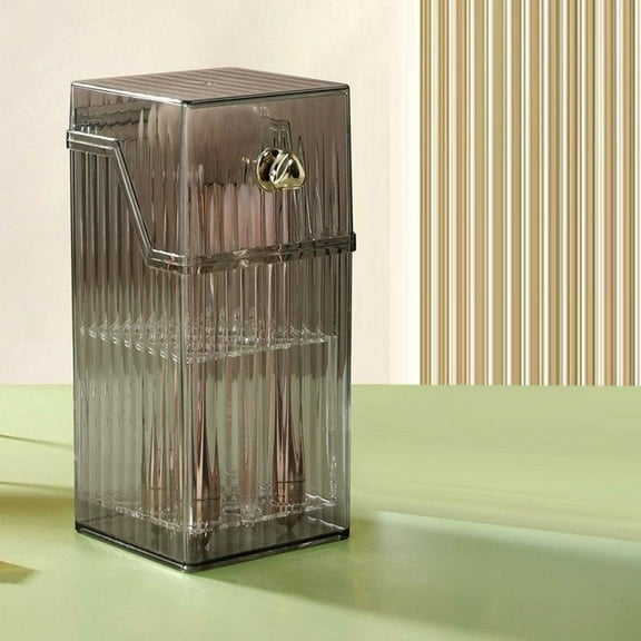 Gzwccvsn Makeup Brush Holder With Lid Clear Cosmetic Tools Organizer Clear Dustproofs Cosmetic Brushes Storage With Slots Makeup Brush Holder with Cover Clearance
