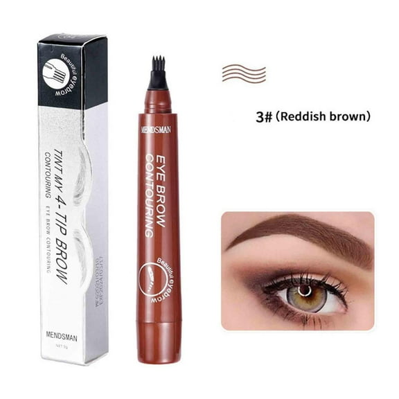 Gzwccvsn Microblade Eyebrow Pencil, Magic Eyebrow Pencil, Waterproof Microblading Eyebrow Pencil Contouring Pen 4 Tipped Precise Brow Pen, Fine Stroke Microblading Eyebrow Pencil (Red Brown)