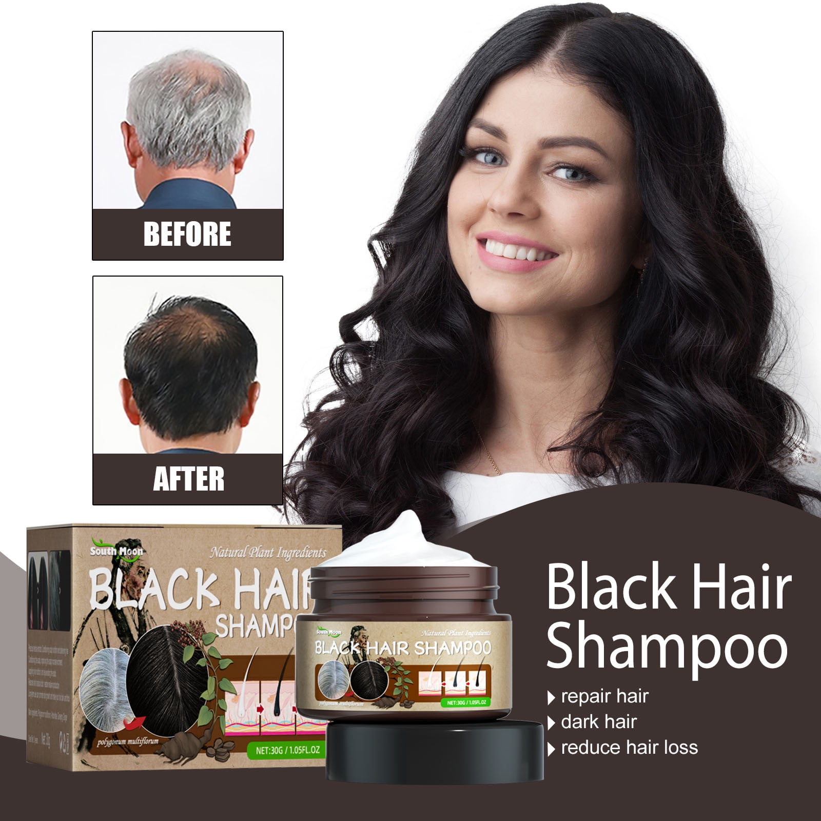 Gzwccvsn Polygonum Multiflorum White To Black Shampoo,Promotes Hair