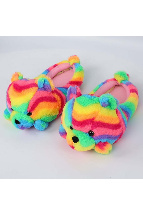 Teddy Bear Slippers for Women, Teddy Bear Half Mop Floor Home Plush Thickened Cotton Slippers Plush Animal Slippers Winter Warm Shoes