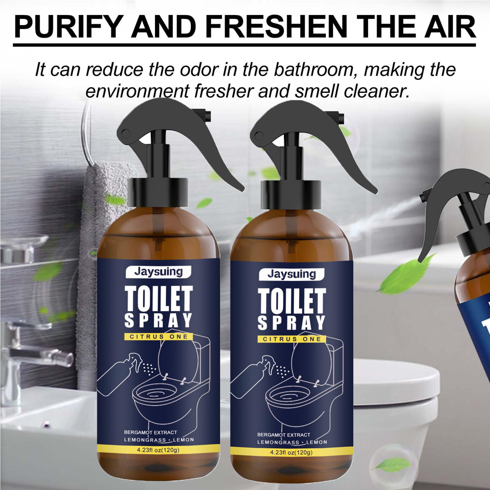 Gzwccvsn Toilet Spray 4.23fl oz Lemongrass Air Freshener Toilet Spray