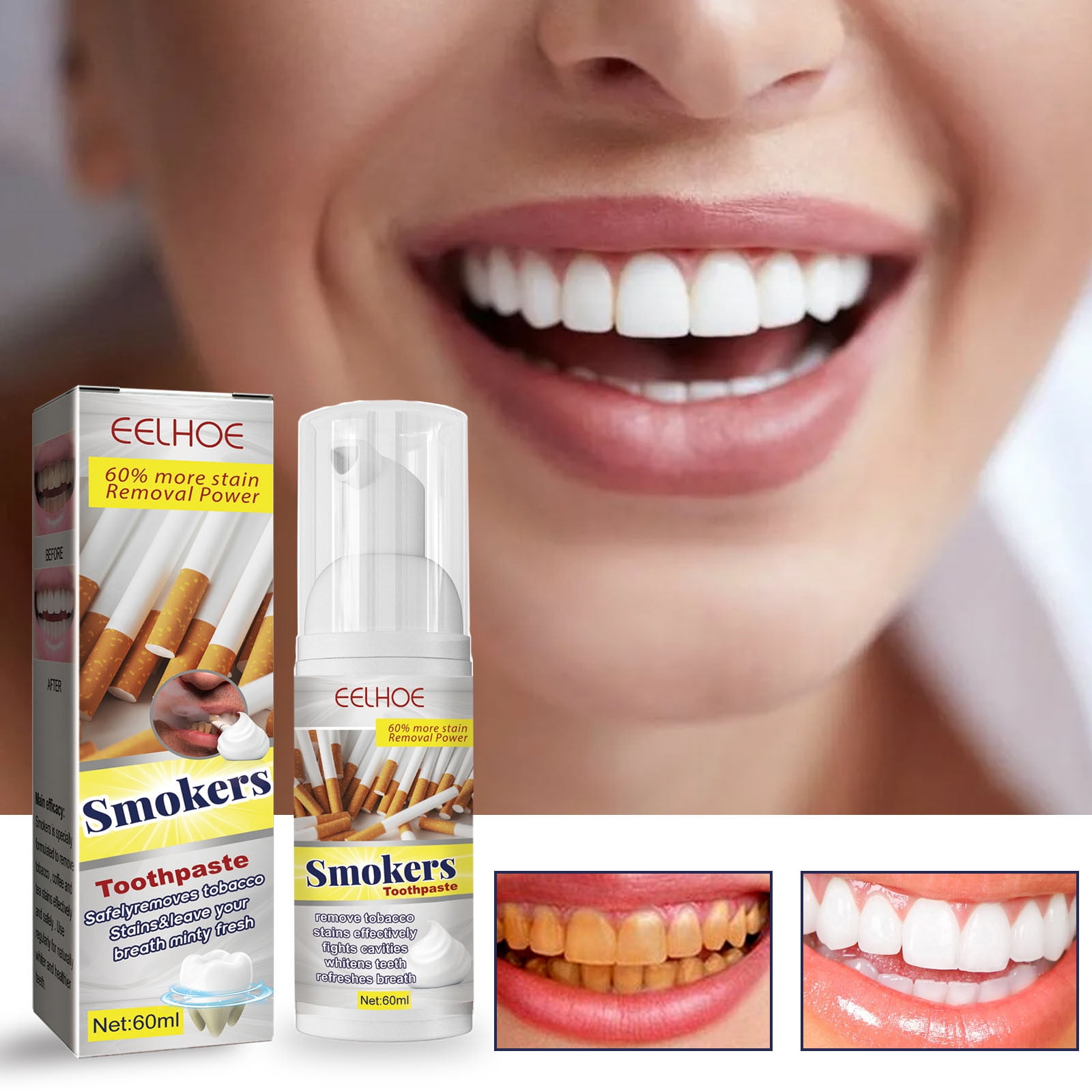 Gzwccvsn Toothpaste for Teeth whitening SMOKERS TOOTHPASTE,Smokers