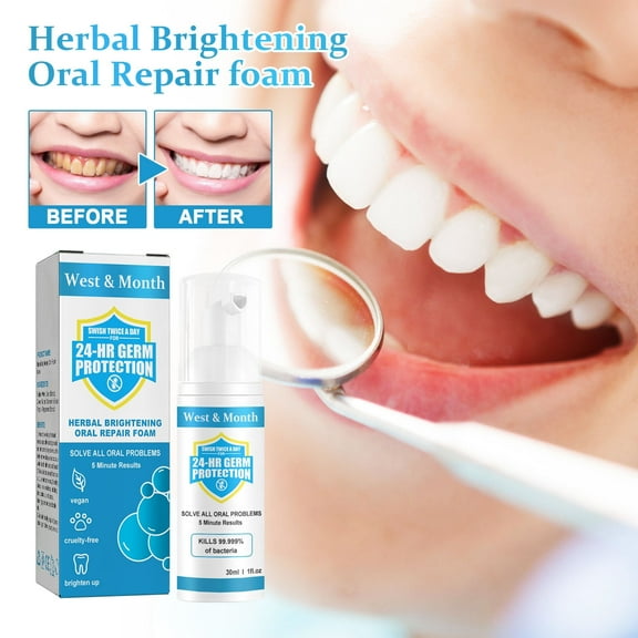 Gzwccvsn Toothpaste for Teeth whitening Pure Herbal Super Whitening Teeth & Mouth Repair Foam Whitens Teeth Eliminates Bad Breath And Calculus 30ml