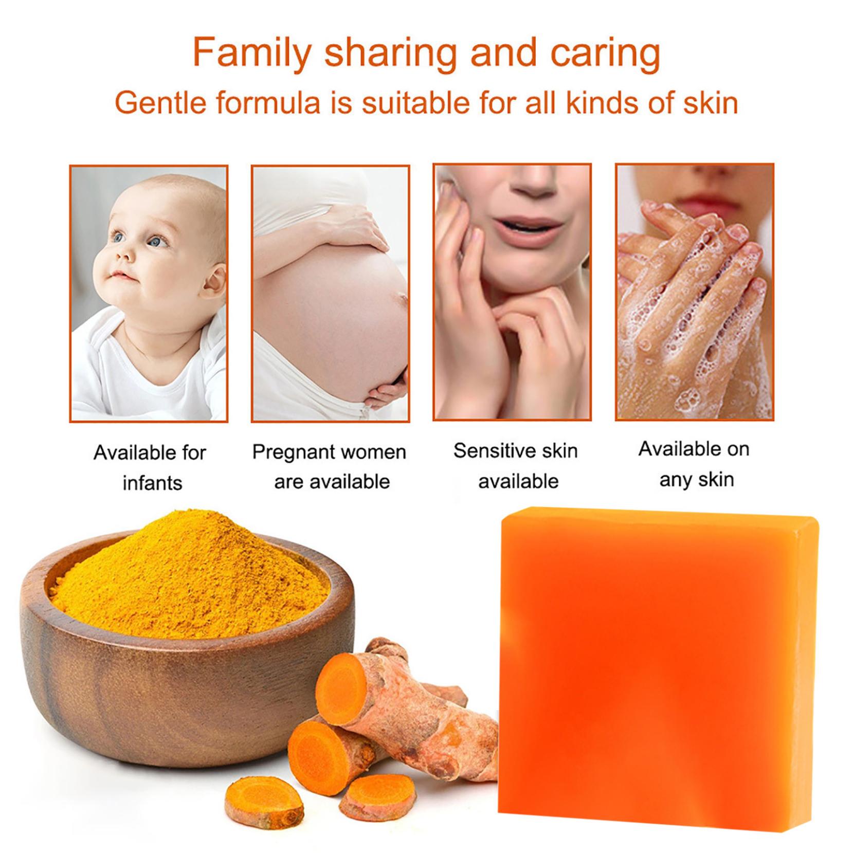 Gzwccvsn Turmeric Soap Bar, Organic Turmeric Soap for Dark Spots & Acne