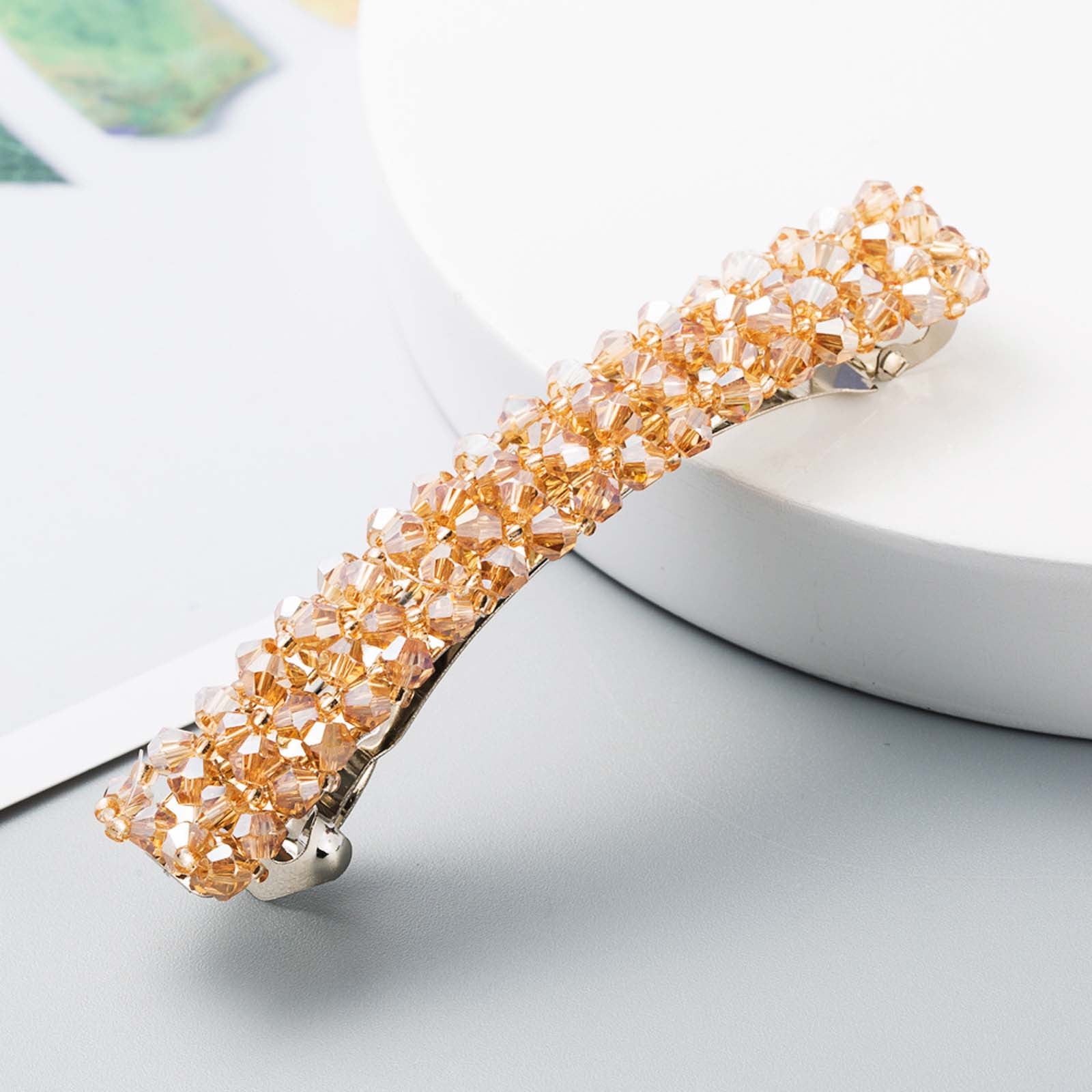 Gzwccvsn Vintage Crystal Beaded Hairpin And Versatile Oneline Clip Female Side Clip Spring Clip