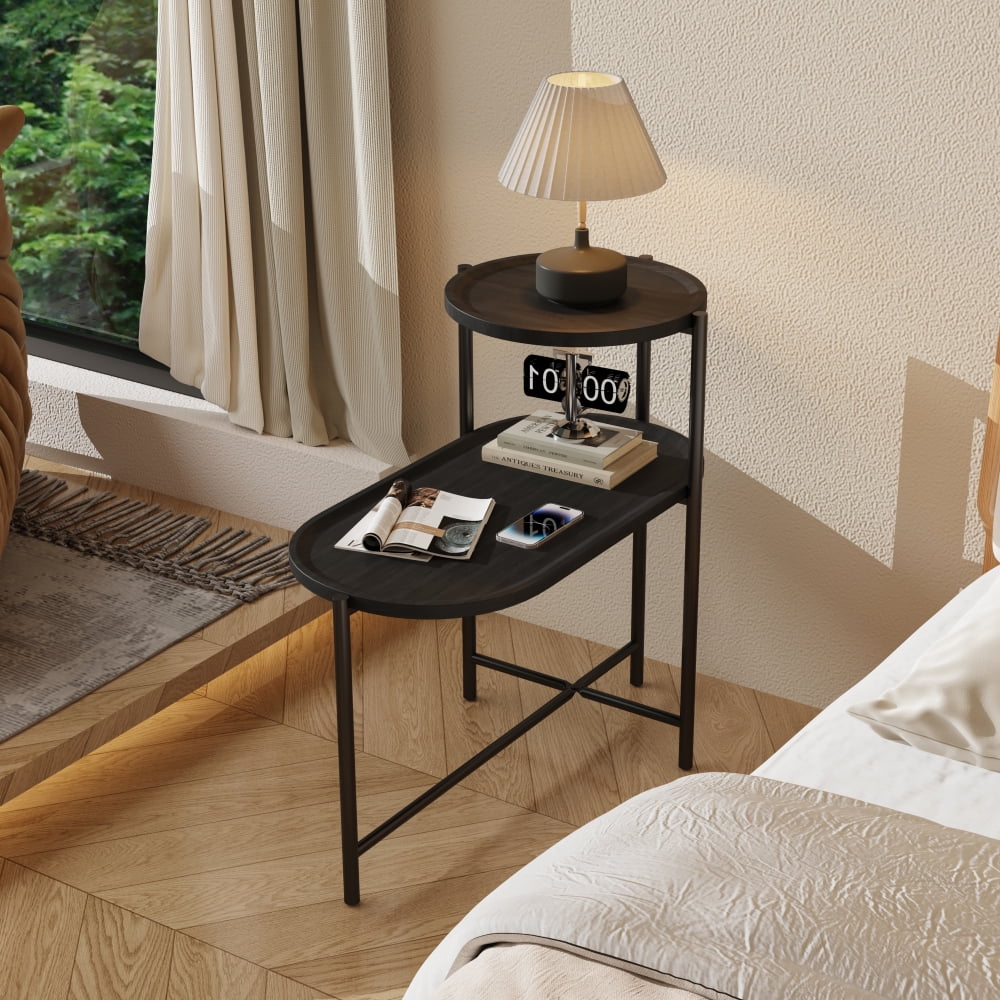 Gzxs 2 Tier End Table, Round and Oval Side Tables for Living Room Small ...