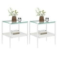 thumbnail image 1 of Gzxs 2-Tier Side Table, Set of 2 End Tables with Clear Tempered Glass Top and White MDF Storage Shelf, Slim Nightstands Sofa Table for Living Room, Bedroom, 19.1"L x 15.35"W x 21.14"H, 1 of 8