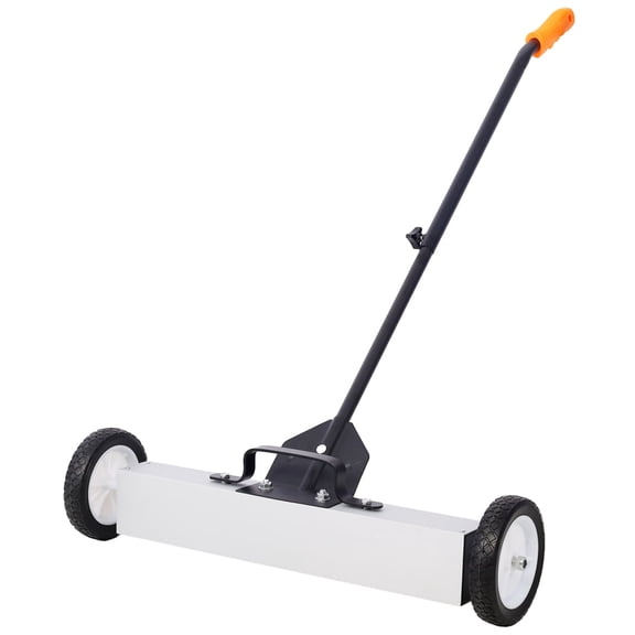 Gzxs 24-Inch Magnetic Pickup Sweeper with 7" Wheels and Telescopic Handle, Heavy-Duty Magnet to Pick Up Nails, 30 Pound Capacity (Black and Silver)