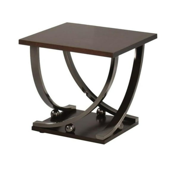 Gzxs 24" Square Side Table, 2-Tier Wood Storage End Table with Metal Stand, Easy Assembly, Dark Brown