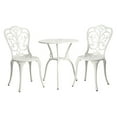 thumbnail image 1 of Gzxs 3 Piece Cast Aluminum Bistro Set, White Garden Round Table and Armless Chairs Set, Outdoor Patio Furniture Set for Backyard, Balcony, Deck, 1 of 7