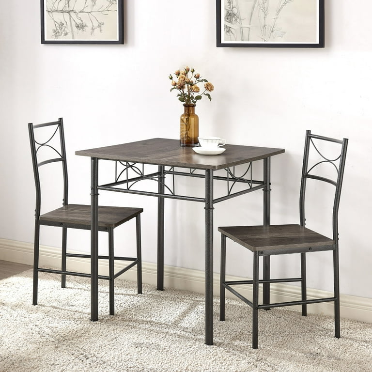 VANTOUL 3 Piece Dining Room Table Set with Two Grey Chairs Versatility Design Suitable for Kitchen