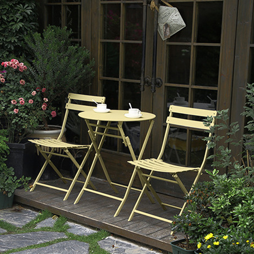 Gzxs 3 Piece Patio Bistro Set, Folding Outdoor Metal Patio Furniture ...