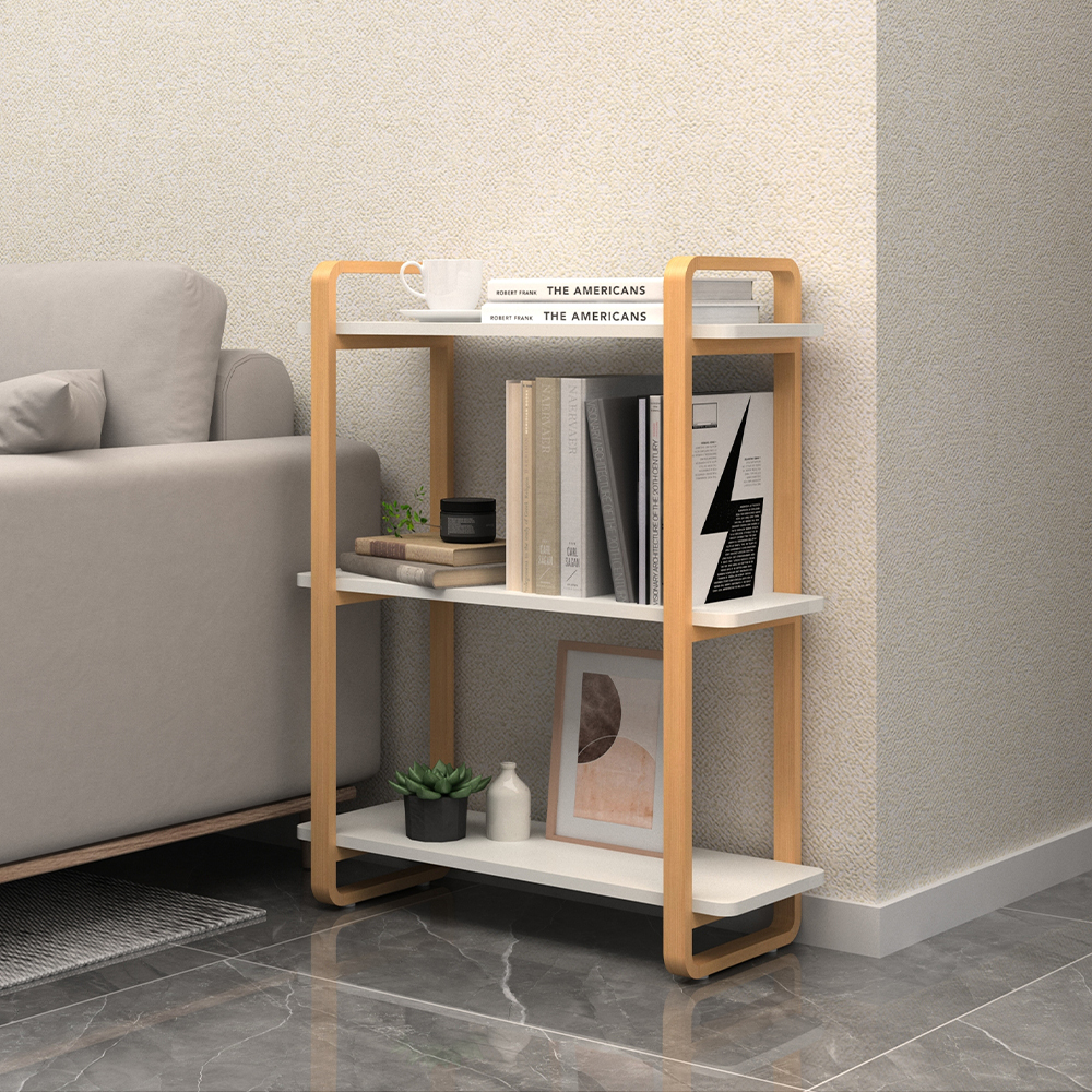 Gzxs 3Tier Wooden Bookcase, Freestanding or Wall Mounted Open Shelf