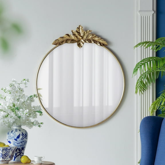 Gzxs 36 Inch Gold Round Mirror for Wall, Large Circle Bathroom Mirror with Metal Frame, Round Vanity Mirror for Modern Minimalist Farmhouse Home Decor