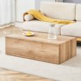 thumbnail image 1 of Gzxs 39.3" Rectangular Coffee Table in Natural Wood Finish, Modern Center Table for Living Room Home Office, No Assembly, 1 of 8