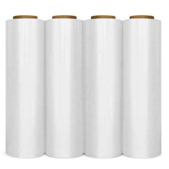 Gzxs 4 Pack 18" x 1000FT Pallet Wrap Stretch Film Shrink Hand Wrap, 80 Gauge, Clear
