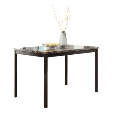 Gzxs 48 Inch Dining Table, Modern Rectangular Kitchen Table with Faux Marble Top and Metal Legs, Easy to Assemble, Black